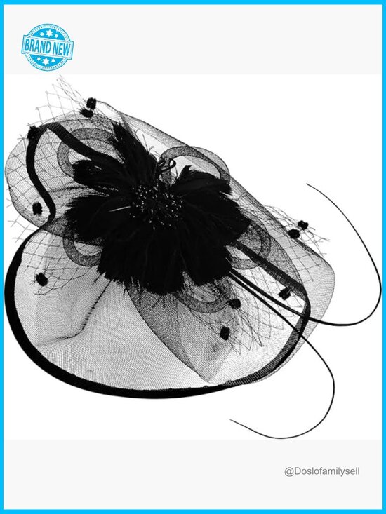 Women\'s Derby Fascinator Set with Feathers Veil Mesh Hat Lace Gloves Pearl main image 5